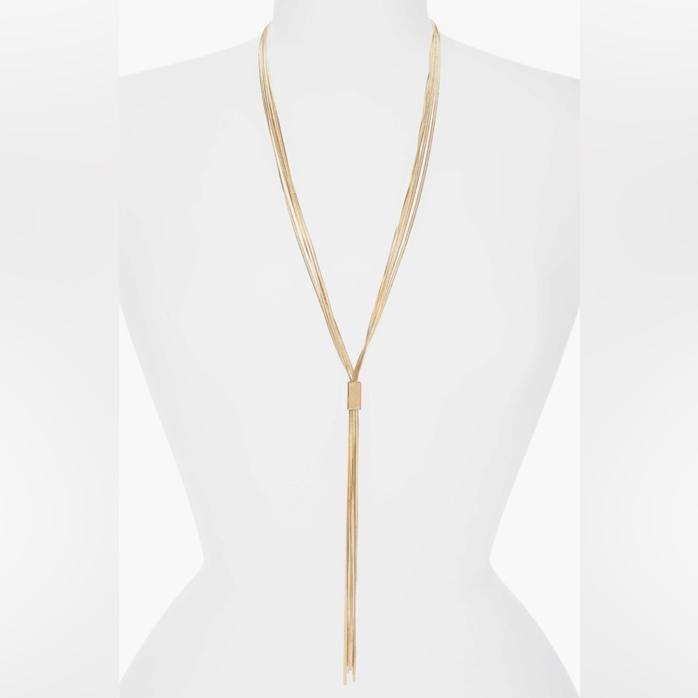 Canvas‎ Jewelry Gold Lariat Necklace, Adjustable Length, Extender Chain 30 Inch